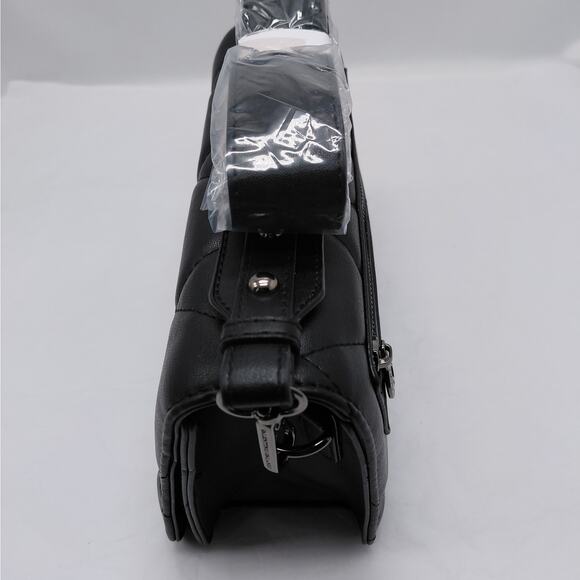 Valentino Orlandi Women Crossbody Bag Black Quilted Vegan Leather Handbag Purse - Picture 13 of 15